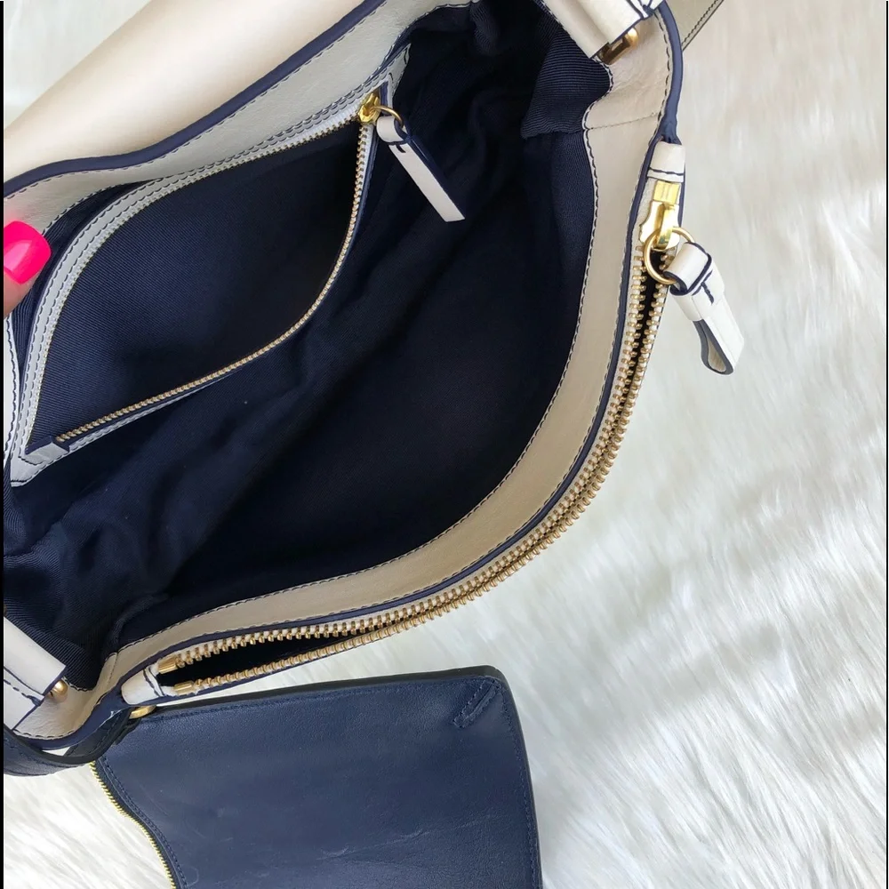 Tory Burch Block-T Pebbled Savannah Satchel